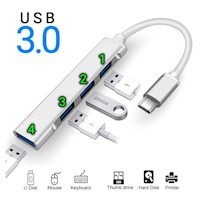 Adaptador Hub Tipo C a USB 3.0  4 Puertos PC, Laptop, Android